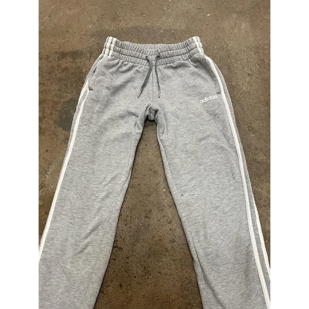 Adidas Sweatpants Youth‎ Small Gray 3-Stripes Jogger Ankle Athletic Gym Play